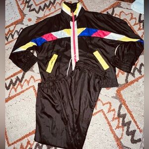 VINTAGE RETRO 80s 90s NEON Casual Color Block Track Suit